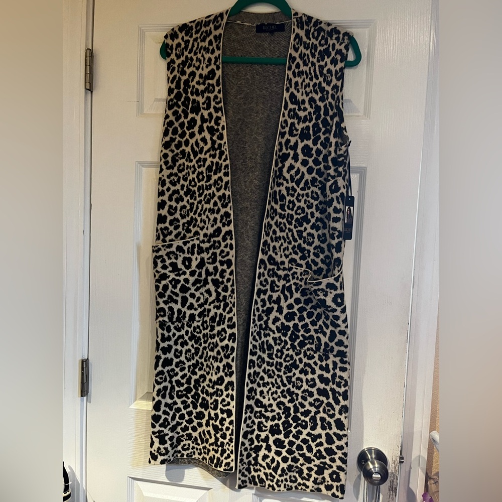 Rachel Roy Leopard Print Sweater Vest Size Small NWT